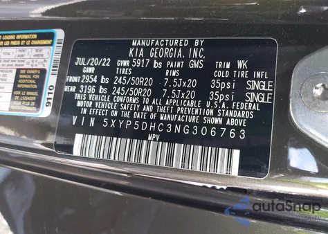 2022 Kia Telluride Sx из США, поврежденный, VIN 5XYP5DHC3NG306763